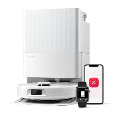 roborock QV 35A Aspirateur Robot Laveur, 8000Pa HyperForce, Station Multifonctionnelle, Serpillière Rotative 200 TR/Min & Relevable 10mm, Anti-enchevêtrement, Évitement d'obstacles, Cartographie, APP