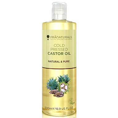 PraNaturals Huile de ricin pressée à froid 500 ml – 100% naturel végétalien pure, pour la croissance des cheveux et les cils, plus doux pour la peau et le visage.