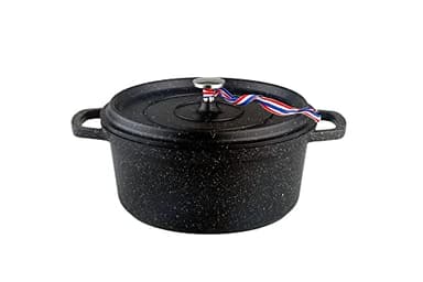 KAMBERG - 0008194 - Cocotte Ø 20 cm Ronde Noire - Fonte d'aluminium - Revêtement pierre - Tous feux dont induction - Sans PFOA