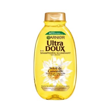 Garnier Ultra Doux - Shampooing Illuminant pour Cheveux Blonds naturels ou méchés - Camomille et Miel de Fleurs - Sans Silicone - Hommes et Femmes - 400 ml