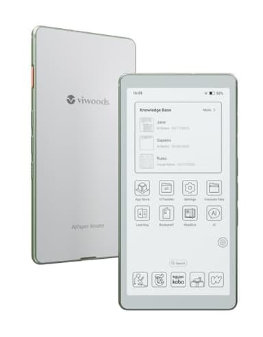 VIWOODS 6,13’’ Carta 1300 AiPaper Reader avec connectivité 4G, liseuse E Ink Ultra-Fine et légère, intégration IA, 300 PPI, lumière Frontale réglable, 128 Go de Stockage