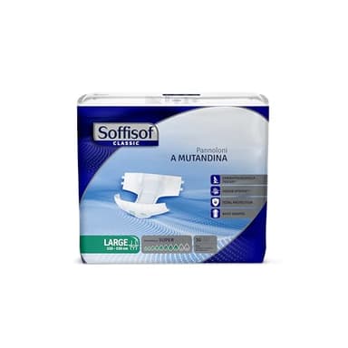 Soffisof Classic Couches Adultes Super L - 30x Couche Adulte Incontinence, Absorption 8 Gouttes, Change Complet Adulte Taille L (110-150 cm) - Paquet Individuel