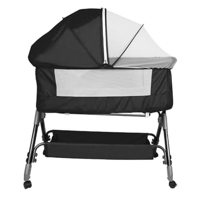 HUOLE Lit Cododo Bebe Berceau Bebe à 4 Niveaux, Couffin pour Dormir Ensemble en Toute Sécurité, Lit d'enfant Portable Facile à Plier pour Nouveau-né/Nourrisson-104 * 52 * 100-110 cm-Noir