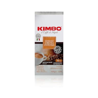Café en grains Kimbo Crema Intensa, torréfaction moyenne, sachet de 1 kg