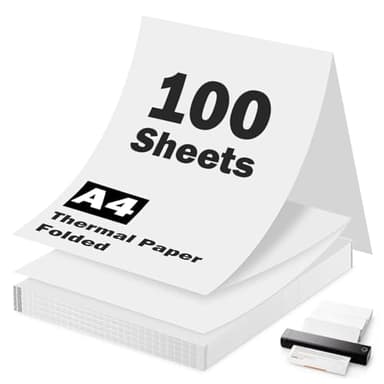 Papier Thermique A4 100 Feuilles, Sans BPA et à Séchage Rapide, Papier pour Imprimante Thermique A4 Compatible avec la Plupart des Modèles, pour Documents, Pages Web et Photos