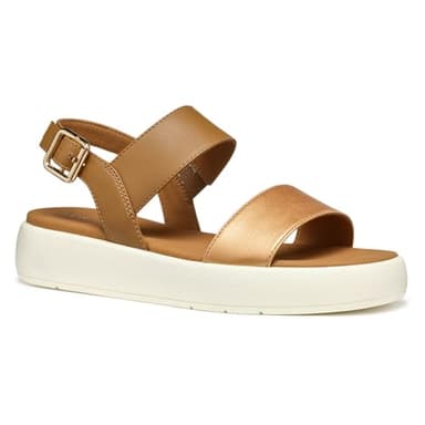 Geox Femme D CAMALEI A Sandale Plate, Lt Bronze/Camel, 39 EU