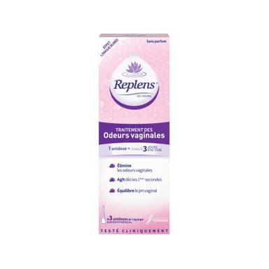 REPLENS - Gel Vaginal, Traitement des Odeurs, Rééquilibre le pH, Sans Hormones, Sans Parfum, Lot de 3 Unidoses
