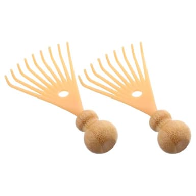 Veemoon Lot de 2 Masseurs de Cuir Chevelu en Bambou Mini Peigne Gratte-cuir Chevelu Portatif Outil de Massage Profond Anti-démangeaisons pour Relaxation et Soin Usage Maison et Voyage