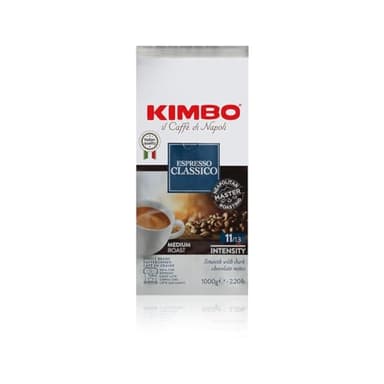 Café en grains Kimbo Espresso Classico, torréfaction moyenne, sachet de 1 kg
