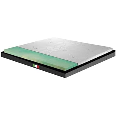 Surmatelas rigide, matelas correcteur orthopédique en biogreen, hauteur 6 cm, tissu hypoallergénique et antimicrobien, déhoussable, 4 côtés en argent, pour lit à la française, 150 x 190 cm
