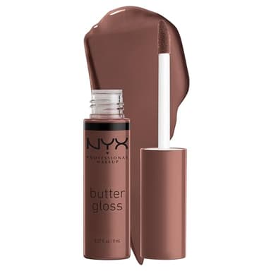NYX Professional Makeup Gloss à Lèvres Repulpant, Effet Lèvres Pulpeuses, Non Collant, Texture Douce et Crémeuse, À Porter Seul ou avec Rouge à Lèvres, Butter Gloss, Teinte : Ginger Snap (17)