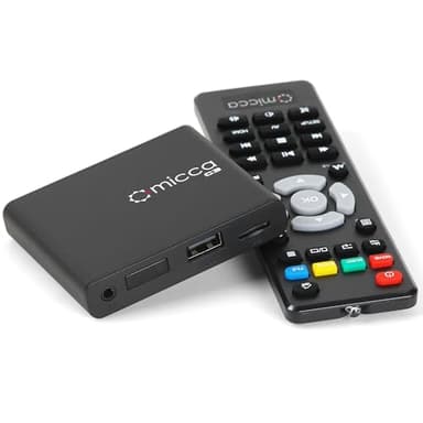 Micca G3 Lecteur multimédia numérique Quad HD 2K pour clés USB et cartes MicroSD, affichage numérique, vidéos H.265/HEVC, H.264/AVC, MP4, MKV, MP3, JPG, HDMI 4K, AV analogique, lecture et reprise auto