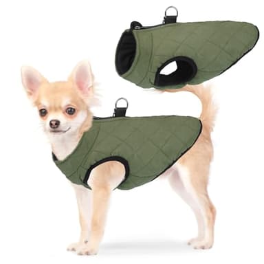 SCENEREAL Manteau d'hiver pour chien avec harnais intégré, veste chaude pour chiots de petite et moyenne taille, manteau pour temps froid avec fermeture éclair, gilet matelassé en polaire coupe-vent