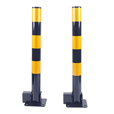 Lot de 2 poteaux de parking pliables avec 3 clés - 60 cm - Barrière de parking pliable