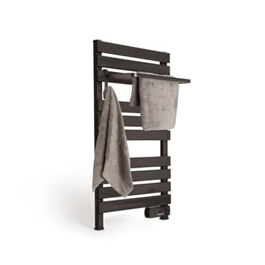 CREATE / Warm Towel 500W / Sèche-Serviettes électrique Noir avec étagère / 96,9x5x55 cm/pour Sol ou Mur, minuterie, écran LCD, Faible consommation, temporisateur