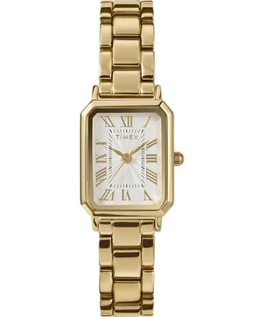 Timex - TW2Y01200 - Trend Montre pour Femme avec Bracelet en Alliage Doré, Cadran Blanc, Boîtier Doré 21 mm
