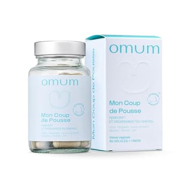 OMUM - Mon Coup de Pousse Complément Alimentaire - Pousse & renfort de la fibre capillaire, anti-chute - Compatible allaitement - 60 gélules pour 1 mois de cure