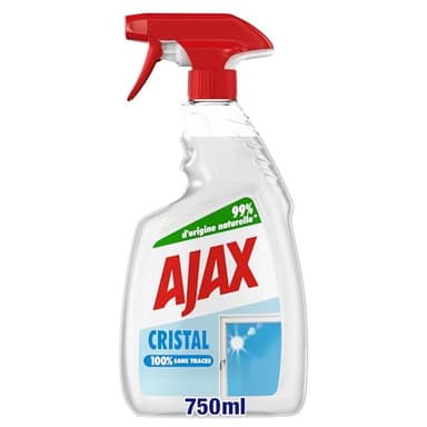 AJAX - Produit Nettoyant Vitres Ajax Cristal Spray - Pour des Vitres 100 % Sans Traces - Nouvelle Formule 98 % Biodégradable - Flacon Spray 750 ml (Bouteille Recyclable)