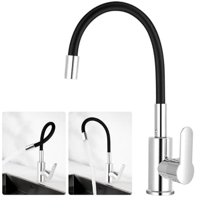 flintronic Robinet de Cuisine Flexible, Mitigeur Évier avec Bec Flexible, Robinets de Cuisine Rotatif à 360°, Chromage, Robinet Pliable, Eau chaude et Eau Froide Commutables, pour Toilettes, Buanderie
