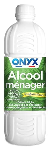 Onyx - Alcool Ménager Parfum Citron - Désinfectant, Dégraissant, Nettoyant Multi-Surfaces & Multi-Usages - Ecocert - 100% d'ingrédients d'Origine Naturelle - Fabrication Française - 1L