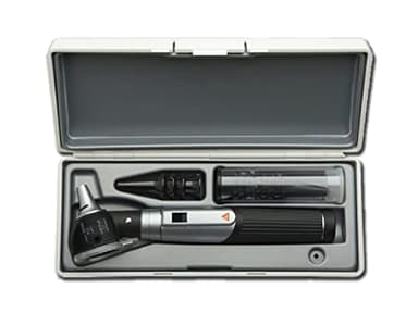 HEINE - Otoscope F.O. LED MINI 3000, dans un étui rigide avec 5 spécula jetable, noir
