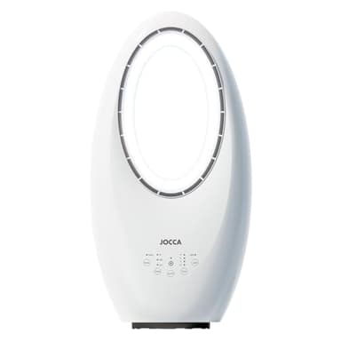 Jocca - Ventilateur Sans Pales avec Télécommande | Ventilateur Puissant et Silencieux | Lumière Nuit LED | 3 Vitesses | Commande Tactile | Minuterie | Blanc | 29,2x17,1x57,2cm