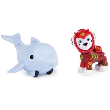 Paw Patrol, Aqua Pups Ensemble de Figurines Marshall et Dauphin pour Enfants à partir de 3 Ans
