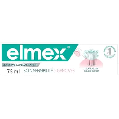 ELMEX -Dentifrice Soin Sensibilité + Gencives protège les dents sensibles-Renforce les gencives-Formule double action cliniquement prouvée -Le tube de 75mL