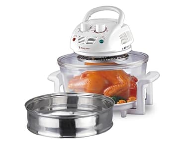 Beper BF.640 - Four ventilé multifonction 12L Anneau de rallonge pour capacité totale 18L Minuterie 60 minutes Température réglable jusqu'à 250° Accessoires inclus Économie d'énergie et temps