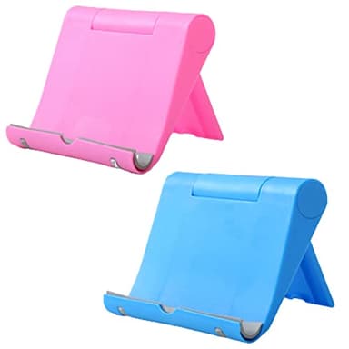 JCKD 2 pcs Bureau réglable Pliant Support en Plastique pour 6-11 Pouces Compatible avec Tous Les Supports de Smartphone comme iPhone 15pro Max 11 Samsung xiaomi Android etc (Bleu/Rose)