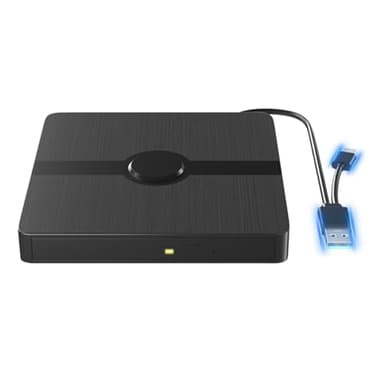 RUOVXWU Lecteur CD DVD Externe pour PC USB 3.0 Type C Portable CD/DVD -/+RW Drive Mince DVD Player Enregistreur RW/ROM Transmission Rapide pour Windows 11/10/8/7 Mac OS Linux Laptop PC Desktops