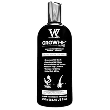 Watermans Meilleur shampooing de croissance capillaire sans sulfate, caféine, biotine, huile d'argan, allantoïne, romarin. Stimule la re-croissance des cheveux, aide à arrêter la perte de cheveux