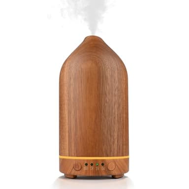 GuKKK Diffuseur Huiles Essentielles en Bois, 100 ML Diffuseur Humidificateur, avec Éclairage aux Tons Chauds à la Base, D'arrêt Automatique, pour Bureau Maison Yoga