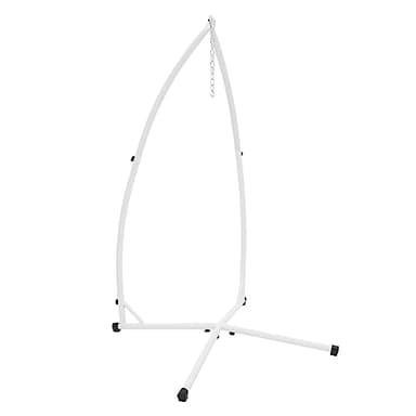 ECD Germany Châssis de Fauteuil Suspendu 208 cm Blanc en Métal Charge Max. 120 kg Cadre Chaise Suspendue Indépendant Soutien Hamac Siège Accrocher Balancelle Support de Fauteuil Chaise à œufs Jardin