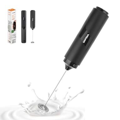 GRIFEMA Mousseur à Lait électrique, Rechargeable Milk Frother, 13 000 tr/min, Mini Fouet Electrique Sans BPA, Facile à Nettoyer, Ergonomique, Mixeur Lait pour Café, Latte, Cappuccino, Matcha