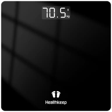 Balance Pèse Personne Numérique, Healthkeep Pese Personnes de Haute Précision avec Technologie Step-On Affichage par LED, Design Fin, Poids Max. 180 kg/ 400lb, Noir