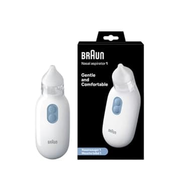 Braun Mouche-bébé 1 | Élimine le mucus | Débouche le nez | Aspiration électrique | 2 x d’aspiration | 2 tailles d’embouts | Nouveau-nés, bébés et enfants | Lavable au lave-vaisselle | BNA100