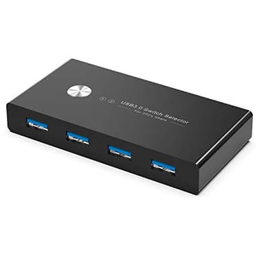 Rybozen Switch USB 3.0 Commutateur KVM 4 Ports pour 2 PC,Haute Vitesse 5 Gbps,USB KVM 2-Entrées 4-Sorties pour Clavier Souris Clé USB Disque Dur Externe Imprimante Scanner 2 Câbles USB 3.0 Inclus
