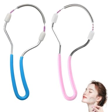 GVSS 2 Pièces Épilateur à Ressort pour Poils du Visage Rose et Bleu en Acier Inoxydable Manuel,Outil de Rouleau Épilatoire Réutilisable pour Sourcils,Lèvre et Menton,Épilation Précise