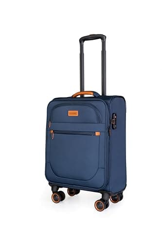 METZELDER Valise Souple Retro Extensible Gros Volume Serrure TSA Garantie 1 an, (Bleu (Navy), S -Cabine - 48L - 55x38x20cm - 2,9kg)