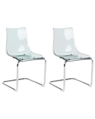 Beliani Lot de 2 Chaises Moderne en Plastique Salle à Manger Transparent Noir Marshall