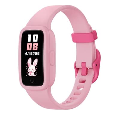 BIGGERFIVE Montre Connectée Enfant Vigor 3, Tracker d'Activité, Écran AMOLED,sans App ni Smartphone, Étanche 3ATM, Moniteur de Fréquence Cardiaque et de Sommeil pour Filles de 5-15 Ans Rose