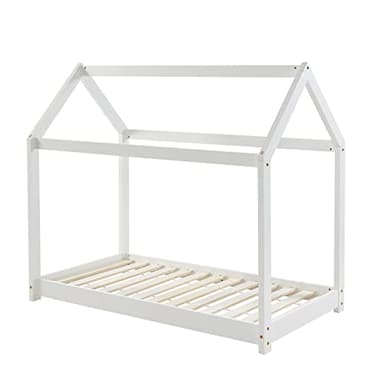 BAÏTA Lit Enfant cabane Tiny pin Blanc 70x140 sommier Inclus