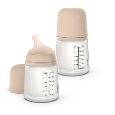Suavinex, Pack 2 Biberons Anti-Colique Zero Zero, Tétine à Débit Adaptable (A) en Silicone, Bébés +0 Mois et Nouveau-nés, Spécifique Allaitement Maternel, Lait Maternel et Poudre, 180 ml, Light