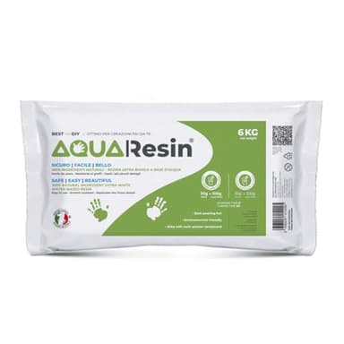 AQUA RESIN® – Plâtre Alpha (Résine Minérale) | Effet Porcelaine Satinée, prêt avec Seule Eau, Sûr et Non Toxique, Blanc ou Noir et Colorable, pour DIY, Moules, Objets Créatif (Blanc, 6 kg)