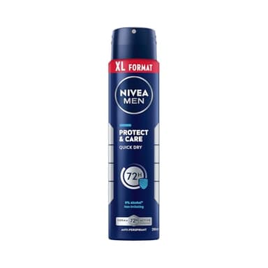 NIVEA MEN - Atomiseur Masculin Protect & Care - Déodorant Homme 72H Anti-Transpirant Aisselles - Format XXL - Anti-Démangeaisons & Anti-Irritations - 0% Alcool - Tous Types de Peaux - 250 ml