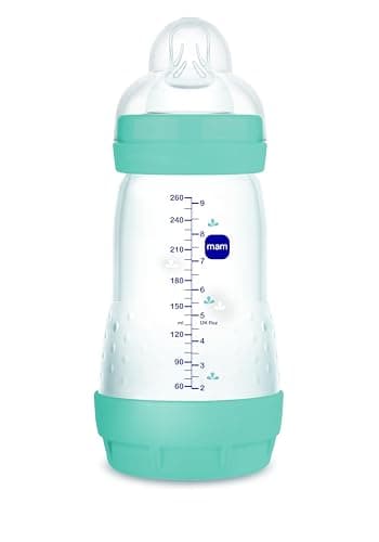 MAM Biberon Mat Anti-Colic A149 - Biberon anti-coliques avec tétine 1 en silicone SkinsoftTM Ultrasuave, pour bébés à partir, 260 ml, auto-stérilisable en 3 minutes - modèles aléatoire