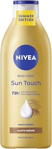 NIVEA Sun Touch Lotion pour le corps avec effet bronzant doux sans bandes, crème hydratante pour le corps à l'extrait de ginkgo et à l'huile de pépins de raisin (400 ml)