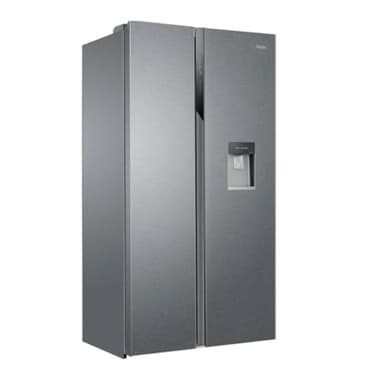 Haier HSR3918EWPG Réfrigérateur Side by Side SBS 90 Série 3 - Pose libre, 521L (328L + 177L), 177,5 cm, Distributeur d'eau avec réservoir, Multi-Airflow, Total No Frost, Dual-Inverter, Argent