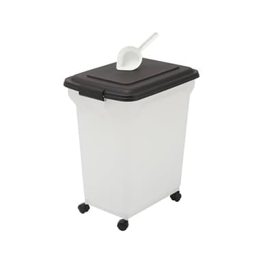 Iris Ohyama, Boite Croquette Chien Hermetique à Roulettes, 40L/15kg, Noir, Couvercle à Rabat avec Joint Etanche, Plastique, pour Chien, Chat, Friandises, Conteneur Croquettes, sans BPA, ATS-L